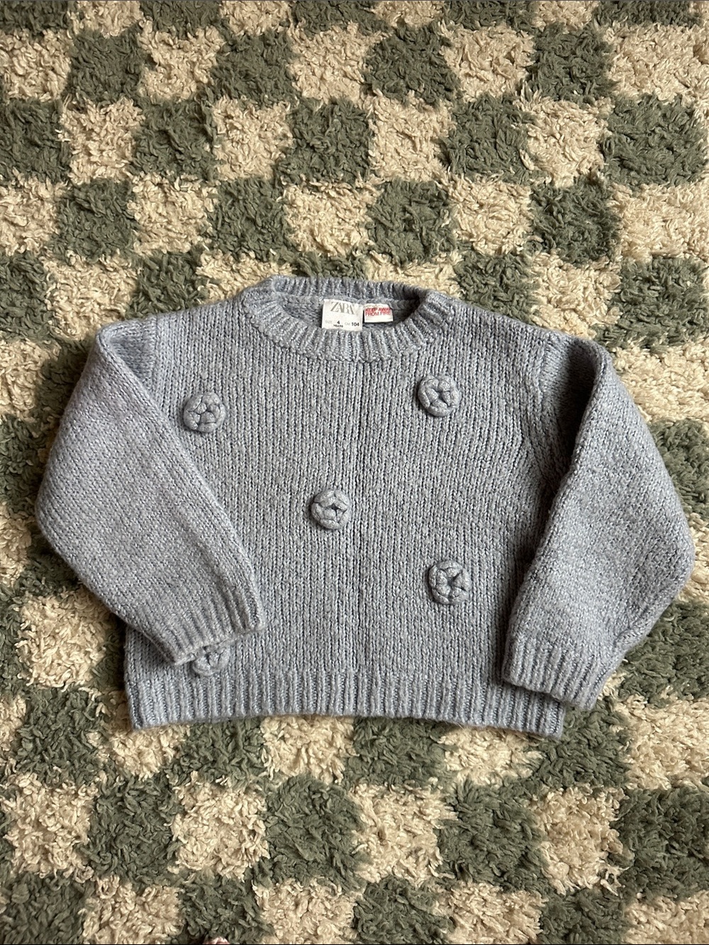 Zara Crewneck Sweater with Pom-Patch Details